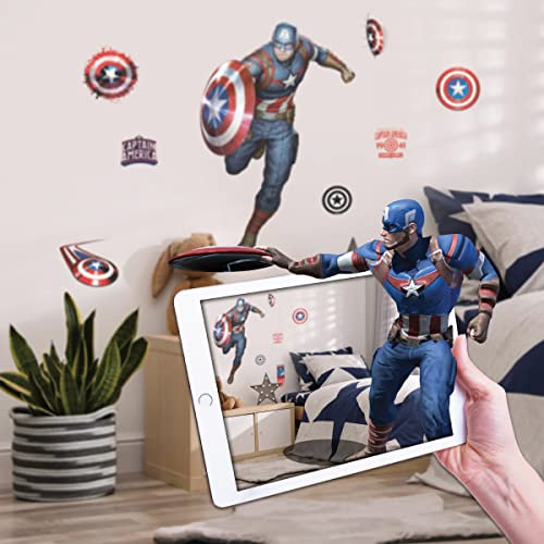 Marvel Captain America & Hulk Vinyl Stickers Augmented Reality Stickers for Kids Rooms - Kids Wall Decals for Bedroom are Easy to Put Up On Wall and Peel Off - Best Bedroom Décor Birthday Gift