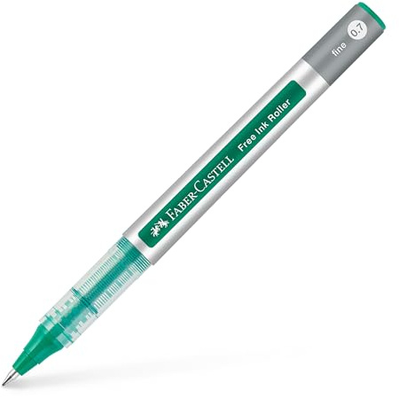 Faber-Castell - Tintenroller Free Ink Grün 0,4 mm | Rollerball mit dokumentenechter Tinte und Free Ink System für Schule, Büro und Notizen