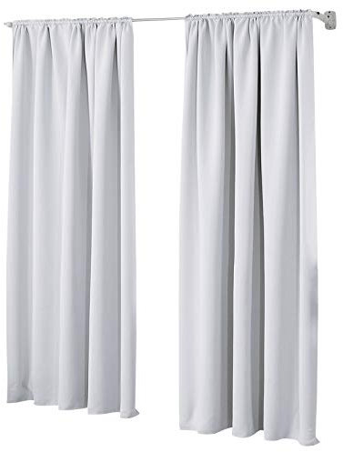 Laneetal Verdunkelungsgardine mit Kräuselband 2 Stücke Vorhang Blickdicht Verdunklungsvorhang in Kalk-/Grau- Weiß 135x225 cm Thermovorhang für Schlafzimmer Gardine Lichtundurchlässig