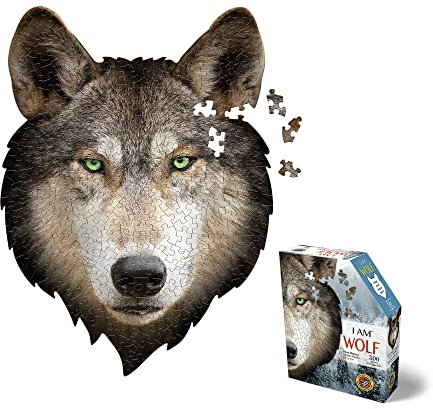 Madd Capp 886001 Tier Shape Puzzle Mini, Konturpuzzle Wolf, 300 Teile, für Erwachsene und Kinder, One Size