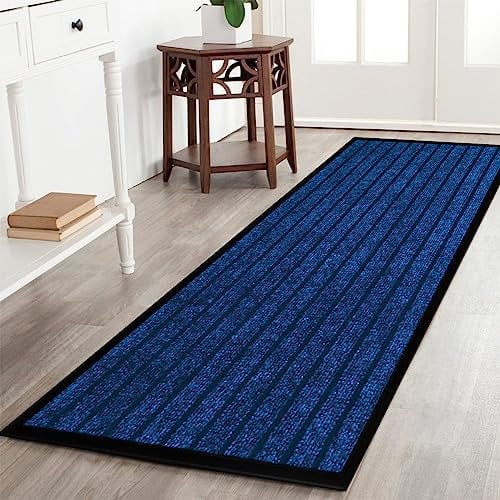 AMEHA Door Mat 80x300cm, Blue - Door Mats Outdoor & Indoor Non Slip Washable Rug Dirt Trapper Heavy Duty Rubber Floor Mat Entrance Rug Super Absorbent Front Doormats