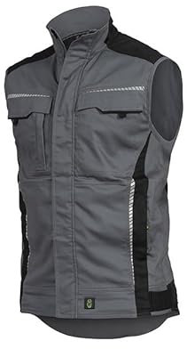 Leibwächter Arbeitsweste – Robuste & atmungsaktive Handwerker Weste für Arbeit & Handwerk – Stretchstoff – reflektierende Details – grau – Gr. XL