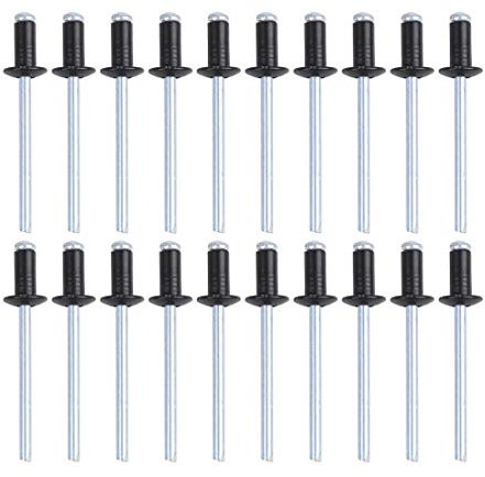 X AUTOHAUX 50 STK.Blindnieten Popnieten Reparaturwerkzeug aus Aluminium 4x8mm(D*L) für blindnietzangen Schwarz