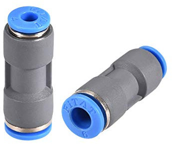 sourcing map Straight Push to Connector Reducer Fitting 6mm to 4mm Quick Release Pneumatic Connector Plastic Union Pipe Tube Fitting Grey 2Pcs