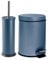 Harbour Housewares 3L Bathroom Bin & Brush Set - Matte Blue - 2pc Round Stainless Steel Pedal Bin & Toilet Brush Set Slim Small Trashcan for Kitchen Waste, Bathroom Rubbish