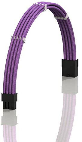 LINKUP - AVA 30cm PCI-E 8 Pin (6+2) GPU PSU Power Supply Braided Sleeved Custom Mod PC Extension Cable w/Combs | Strong & Stiff Design | Single Pack | 300mm - Purple