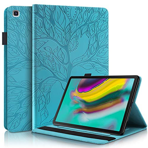 Succtop Coque Galaxy Tab S5e 10.5 Pouces Etui Cuir PU Flip Portefeuille Housse Stand Coque avec Supporter Fonction für Samsung Galaxy Tab S5e 10.5 SM-T720 Sm-T725 2019 Bleu
