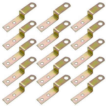 Geesatis 15 Pcs Z Shape Picture Frame Braces Bracket Metal Decorative Corner Brackets Fastener Shelf Bracket, with Mounting Screws, Zinc Color, Height 13 mm / 0.5 inch