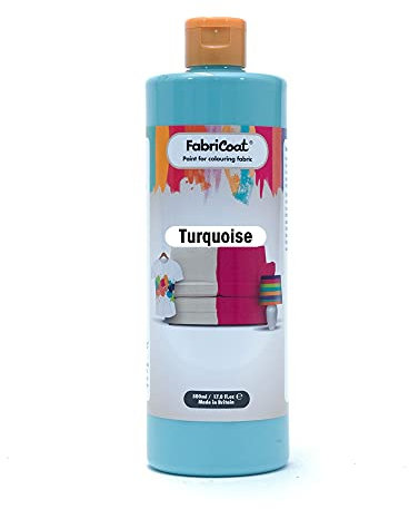 FabriCoat Fabric Paint - Used for Restoring or Changing the Colour of Upholstery, Soft Furnishings, Car Interiors, Clothing, & Footwear. (250ml, Turquoise)