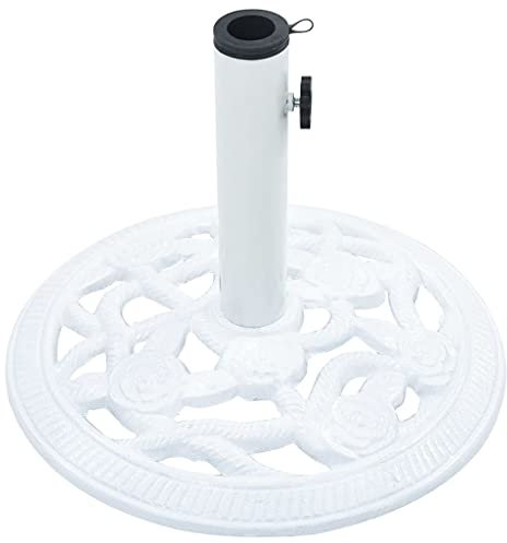 Susany Sonnenschirmständer Rund Sonnenschirmfuß Solide Schirmhalter, Weiß Gusseisen 9 kg, Durchmesser 40 cm, mit Adapter für Durchmesser von 35/38/48 mm