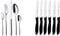 WMF Palma Besteck Set 12 Personen, Essbesteck 60 teilig Monobloc-Messer & Classic Line Frühstücksmesser Set 6-teilig 23 cm, Brötchenmesser Wellenschliff, Brotzeitmesser, schwarz