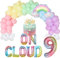KOYMEMO On Cloud 9 Geburtstagsdekorationen für Mädchen Pastell Rainbow Balloon Garlande Arch Kit On Cloud 9 Cake Topper Ballon Banner für Sky Theme 9. Geburtstag Party Supplies