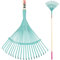 KOTARBAU® Rastrillo de Acero de 187 cm, Rastrillo de Abanico para Hojas, Rastrillo de púas Resistentes, Rastrillo de jardín con Mango de Madera, Rastrillo para césped, Rastrillo Escoba