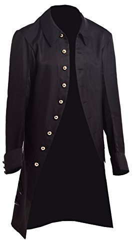 BLESSUME Vintage Retro Mantel Herren Kostüm Jacke Lange Ärmel (Schwarz 1, XL)