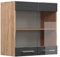Vicco Küchenglasschrank R-Line, Anthrazit Hochglanz/Goldkraft Eiche, 60 cm