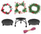 Black Iron Candle Plates - Set of 3 with Wreath & Rings for Pillar Candles - Christmas Décor