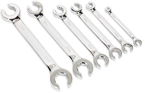 Double Open End Tubing Wrench, 15 and 80 Degrees Brake Pipe Spanner Flare Nut Ratchet Spanner for Car-Wrench and Hand Tools