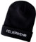 Schnoschi Schwarze Strickmütze mit breitem Umschlag (Beanie Mütze) mit Feuerwehr Bestickt für Herren, Damen, Jugendliche und Kinder