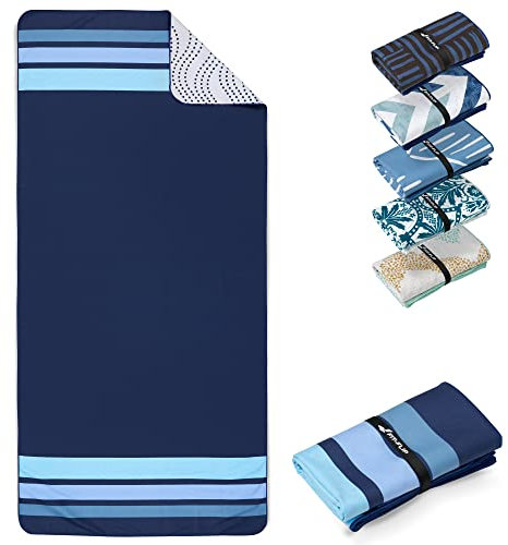 Fit-Flip Toalla de Playa Microfibra Grande - Ligera, Fina y de Secado rápido – Toallas para Viajes, Natación y Piscina - 100% reciclada – Cleanstripes – 160 cm x 90 cm