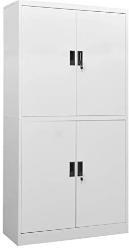 ZEYUAN Büroschrank, Aktenschrank, Werkzeugschrank, Metallschrank, Stahlschrank, Kellerschrank, Universalschrank, Lagerschrank, Büro Schrank, Hellgrau 90x40x180 cm Stahl