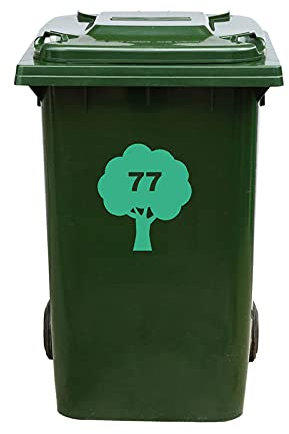 Kliko Aufkleber / Müllkasten Aufkleber - Baum - Nummer 77 - 16,5x18,5 - Minze