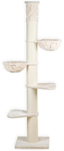 RHRQuality Cat Tree for Large Cats - Maine Coon Tower Plus – 255 to 275 cm High – With Extra Thick 20 cm Sisal Posts – Cream