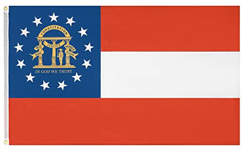 MUWO Flagge America Edition 90 x 150 cm, doppelseitige Gartenflagge, wetterfeste Fanflagge, Fußballflagge Polyester der 50 Vereinigten Staaten, USA-Bundesstaaten mit Ösen (Georgia)
