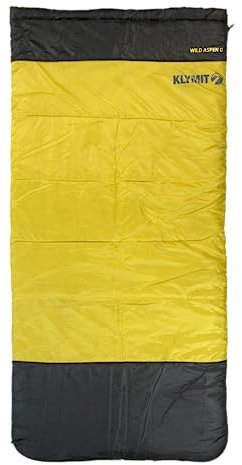 Klymit Wild Aspen Rechteckiger Schlafsack, 0° Zero Degree Schlafsack für Camping, Wandern und Rucksackreisen bei kaltem Wetter, Gelb, Größe L