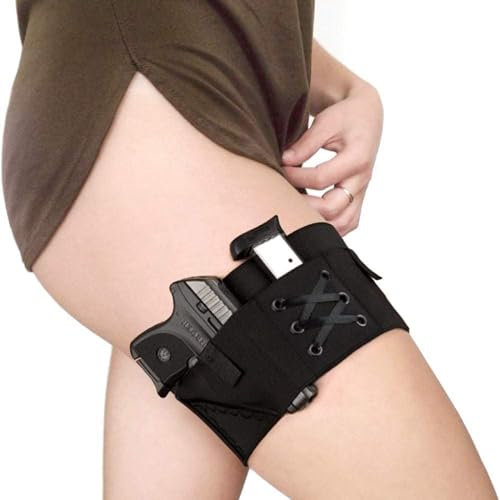 Oberschenkelholster für Frauen, verstellbares taktisches Sexy Lady-Bein-Pistolenholster, verdecktes Trage-Pistolenholster, passend für PT-22. 22 KaliberTCP. 380, P238, RugerLCP (Schwarz)