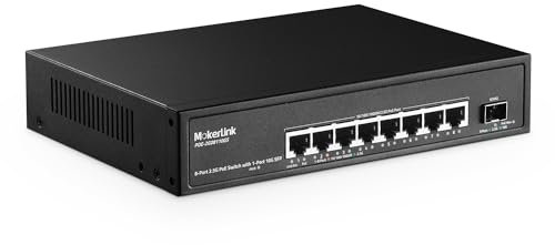 MokerLink 8 Port 2.5 Gigabit PoE Switch with 10G SFP, 8 x 2.5G Ethernet Ports, 8 Port PoE IEEE802.3af/at, 120W, Compatible with 10/100/1000Mbps, Unmanaged Fanless Wall Mountable Network Switch