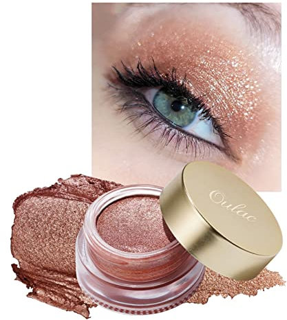 Oulac Glitzer Lidschatten Pfirsich| Hochpigmentierter Creme-Lidschatten| Wasserfest & Langlebig| Metallisch schimmernde Finish| Verblendbar & Faltenfreies Augen-Makeup|Vegan |06g (08)