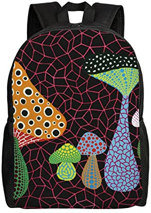 OPSREY Laptop-Rucksack mit Pilzdruck, wasserdicht, große Kapazität, lässig, Reisen, Tagesrucksack für Männer und Frauen, Schwarz , One size