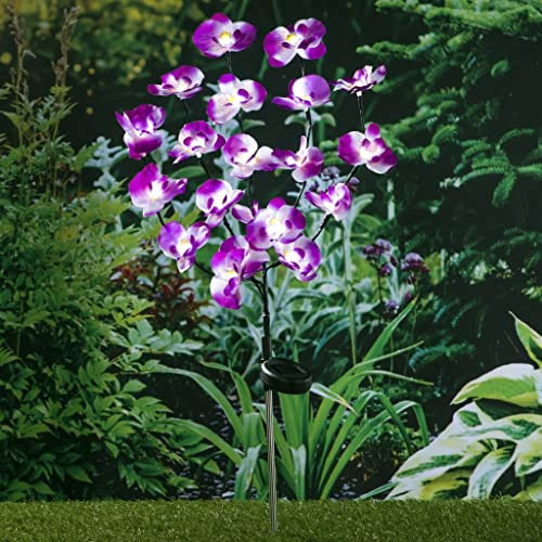 Haushalt International HI LED Solar Orchidee 75cm Violett Solarleuchte Steckleuchte Gartenlampe