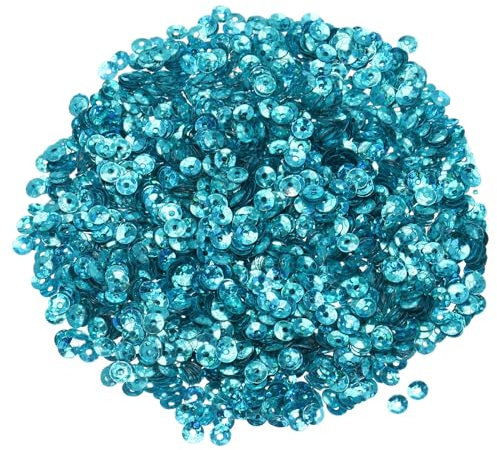 QUARKZMAN Paillettes Sfuse 4mm 3000pz Paillettes Laser Blu Lago per Ricamo, Creazione Gioielli Artigianato Cucito