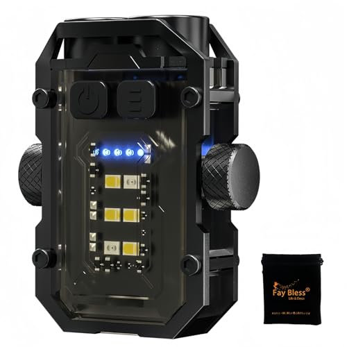 Fay Bless Linterna Pequeña, Ultraportátil de 800 Lúmenes con Luz de Trabajo Magnética y USB C (GyroLight Black)