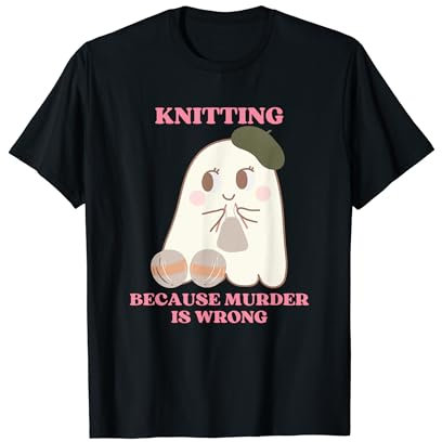 Stricken, weil Mord falsch ist — Halloween-Gespenst stricken T-Shirt
