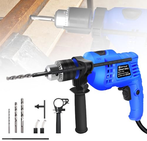 2 in 1 Bohrhammer & Impact Mehrzweck Schlagbohrmaschine 3000RPM Variable Drehzahl Bohrer mit 360°Drehbarem Griff Schlagbohrkronen, 13mm Bohrfutter, Bohrkronen SDS Plus Bohrfutter Schlaghammer Drill