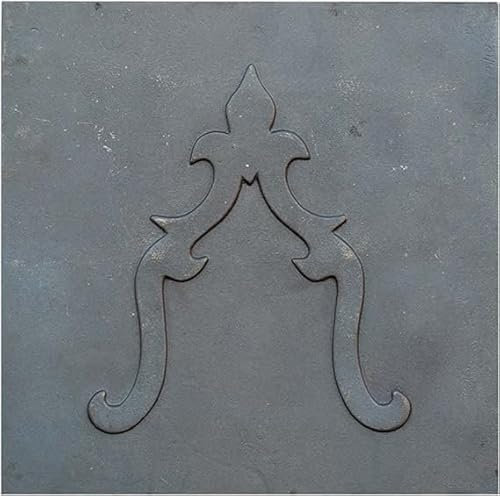 Lunaway - Plaque décorée Lys en Fonte pour revêtement de cheminée (60 x 60 cm | Èp. 1 cm)