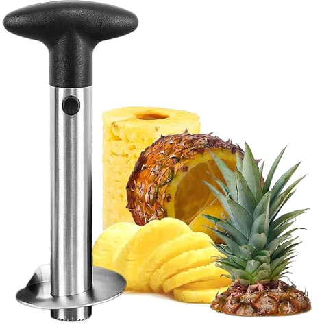 NIUQIGE Ananasschneider aus Edelstahl, Ananasschneider, Ananasschäler, Ananasschneidegerät, Kernentferner mit abnehmbarem Griff, verbessert, Obstschneider für Zuhause & Küche