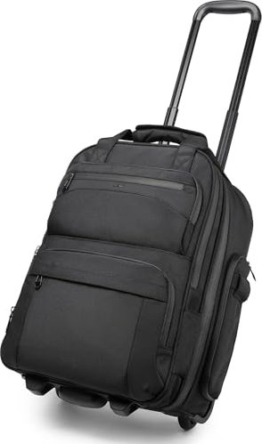 OZUKO Business Trolley Rucksack mit Rollen, 18 Zoll Trolley Handgepäck Reiserucksack mit Laptop, 30L wasserdichte Multifunktional Trolley Koffer für Flugzeug Arbeit Urlaub, Schwarz