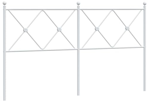 vidaXL Kopfteil, Bettkopfteil mit Metallbeine, Betthaupt für Bett Metallbett Doppelbett, Bettrückwand Bettzubehör Schlafzimmer, Weiß 160cm Metall