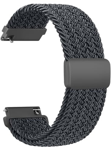 Wanme Gewebtes Nylon Uhrenarmbänder 20mm für Herren Damen, Nylon Elastische Uhrenarmband Schnellverschluss Armband, Neues Ersatzarmband mit Magnet Verstellbarer Anti Rutsch Schnalle