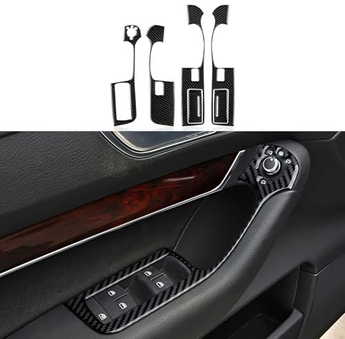 4PCS Auto Fensterheber Kohlefaser Aufkleber Trim Cover Decals Dekorationen Kompatibel mit Audi A6 C6(2005-2011) /S6 C6(2006-2010) /RS6 C6 (2008-2010) Interieur Zubehör