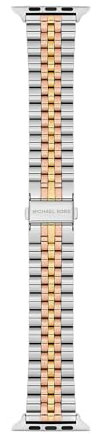 MICHAEL KORS Cinturino da donna in acciaio inossidabile o acetato, compatibile con Apple Watch da 38 mm/40 mm/41 mm, 190+/- 5MM, Argento e oro