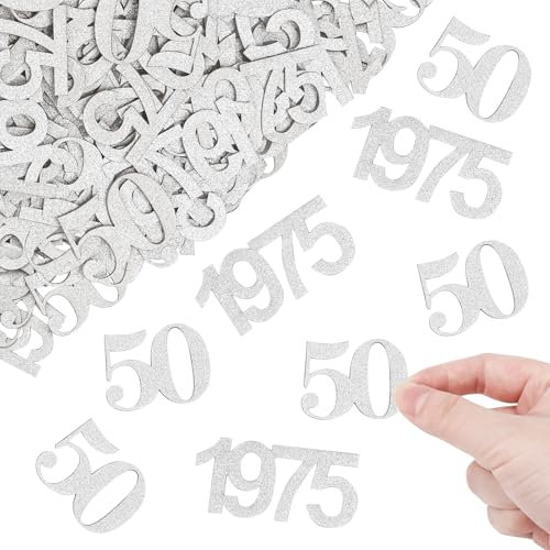 ALEGRE Glitzer Konfetti 50 Geburtstag Deko Groß 3,3-5cm, Deko 50. Geburtstag Mann, Streudeko 50 geburtstag Frau, Tischdeko 50 Geburtstag Mann Deko, Goldene Hochzeit Deko Tisch,Geburtstagsdeko 50 Jahre
