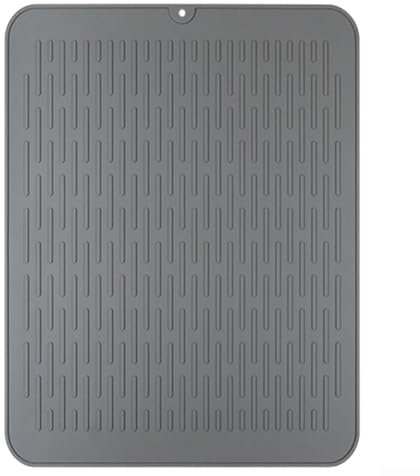 Rutschfeste Abtropfmatte aus Silikon, hitzebeständig, schnelltrocknend, leicht zu reinigen (grau)