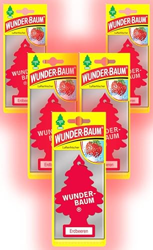 Wunder-Baum Autoduft Lufterfrischer Duftbaum Düfte 5 Stück + Stift light-tribe (Erdbeeren)