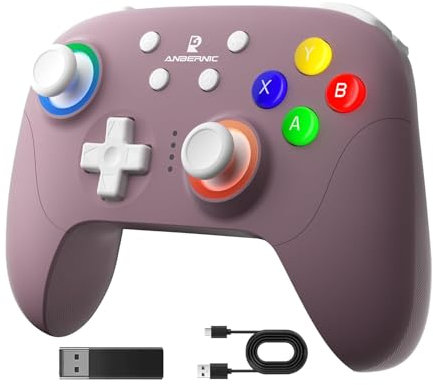 BuLuHAHA RG P01 Controller für PC Android IOS Steam Switch Gamepad Bluetooth RGB Hall Effect Joystick XBOX Game Controller ANBERNIC RG P01 mit Gyroscope Dual Vibration Dauerfeuer funktion (lila)