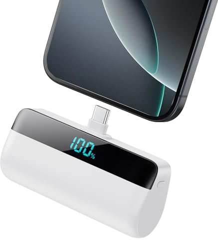 Mini Power Bank 5200mAh for iPhone 15/16,[2025 Upgraded] PD USB C Fast charging portable charger, Compact LCD Display Battery Pack Compatible with iPhone 16/16 Pro Max/15 Series,Galaxy,Android etc