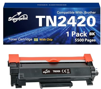 Superprint TN2420 L Druckpatrone Schwarz mit Hoher Kapazität Kompatibel für Brother HL-L2350DN HL-L2370DN DCP-L2510D DCP-L2530DW MFC-L2710DN MFC-L2750DW TN-2420 TN-2410 Toner (1er-Pack, Mit-chip)